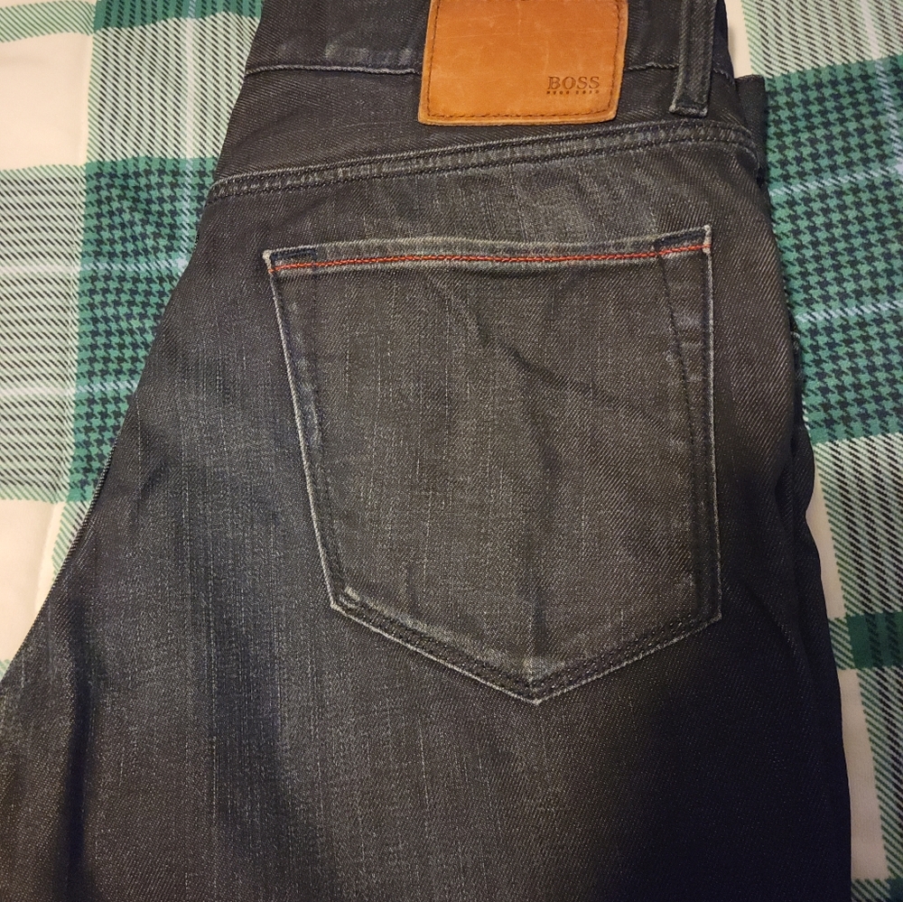 BOSS Men's Dark Gray Slim Straight Jeans